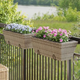 Pflanzgefäße mit Haken 2 Stück synthetisches Rattan grau von , Töpfe und Pflanzgefäße - Ref: Foro24-366403, Preis: 69,54 €, R...