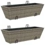 Planters with hooks 2 units synthetic rattan gray by , Pots and planters - Ref: Foro24-366403, Price: 69,54 €, Discount: %