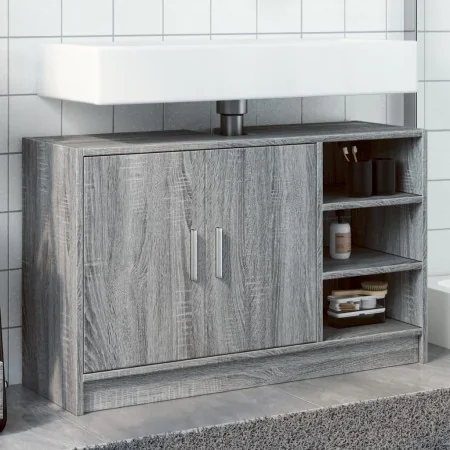Sonoma grauer Spülenschrank aus Holzwerkstoff 90x29x55 cm von , Badezimmermöbel - Ref: Foro24-848127, Preis: 81,43 €, Rabatt: %