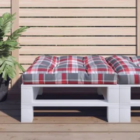 Cushion for pallet sofa red checkered fabric 80x80x12 cm by , Cushions for chairs and sofas - Ref: Foro24-360504, Price: 31,6...