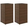 Planters 2 units synthetic rattan brown 30x30x60 cm by , Pots and planters - Ref: Foro24-3210517, Price: 94,69 €, Discount: %