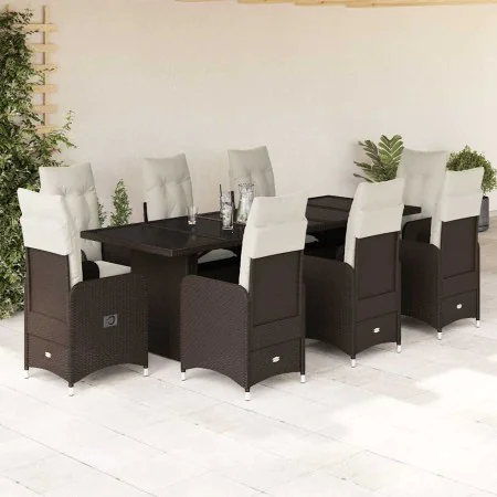Set mit 9 Gartentisch und Stühlen und Kissen PE Rattan braun von , Gartensets - Ref: Foro24-3277283, Preis: 1,00 €, Rabatt: %