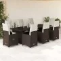 Set of 9 garden table and chairs and cushions PE rattan brown by , Garden sets - Ref: Foro24-3277283, Price: 1,00 €, Discount: %
