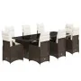 Set of 9 garden table and chairs and cushions PE rattan brown by , Garden sets - Ref: Foro24-3277283, Price: 1,00 €, Discount: %