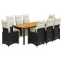 Set of 9 garden table and chairs and cushions PE rattan black by , Garden sets - Ref: Foro24-3277132, Price: 1,00 €, Discount: %