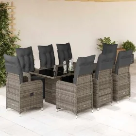 Mesita y sillas jardín 9 piezas y cojines ratán sintético gris by , Garden sets - Ref: Foro24-3277172, Price: 1,00 €, Discoun...