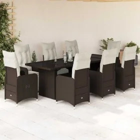 Set de mesa y sillas jardín 9 piezas y cojines ratán PE marrón von , Gartensets - Ref: Foro24-3277297, Preis: 1,00 €, Rabatt: %