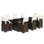 Set de mesa y sillas jardín 9 piezas y cojines ratán PE marrón by , Garden sets - Ref: Foro24-3277297, Price: 1,00 €, Discoun...