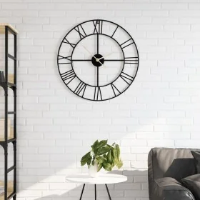 Black iron wall clock Ø50 cm by , Wall clocks - Ref: Foro24-4008411, Price: 60,46 €, Discount: %