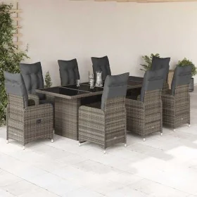 Mesita y sillas jardín 9 piezas y cojines ratán sintético gris de , Conjuntos de jardín - Ref: Foro24-3277295, Precio: 1,00 €...