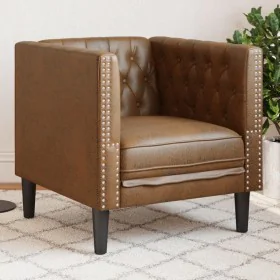 Brauner Sessel aus Kunstveloursleder von , Sofas - Ref: Foro24-372658, Preis: 178,70 €, Rabatt: %