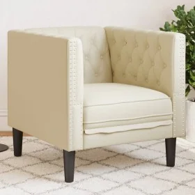 Sillón Chesterfield de cuero artificial blanco crema by , Sofas - Ref: Foro24-372653, Price: 140,72 €, Discount: %