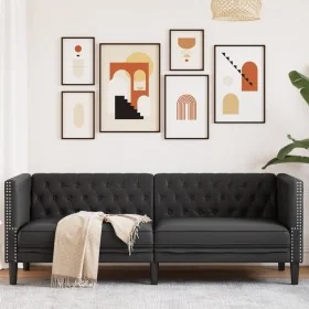 3-seater Chesterfield sofa artificial leather black by , Sofas - Ref: Foro24-372666, Price: 315,45 €, Discount: %
