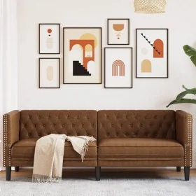 2-seater Chesterfield sofa in synthetic suede leather brown by , Sofas - Ref: Foro24-372672, Price: 290,39 €, Discount: %