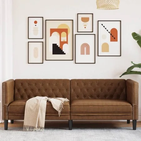 2-seater Chesterfield sofa in synthetic suede leather brown by , Sofas - Ref: Foro24-372672, Price: 290,39 €, Discount: %