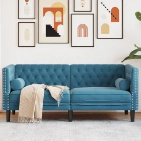 Chesterfield 2-Sitzer-Sofa mit blauen Samtkissen von , Sofas - Ref: Foro24-372691, Preis: 297,16 €, Rabatt: %