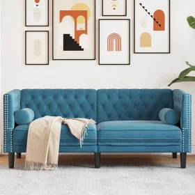 Sofá Chesterfield 2 plazas con cojines terciopelo azul de , Sofás - Ref: Foro24-372691, Precio: 297,12 €, Descuento: %