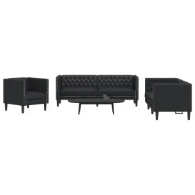 Chesterfield Sofagarnitur 3-teilig Kunstleder schwarz von , Sofas - Ref: Foro24-3209267, Preis: 721,38 €, Rabatt: %