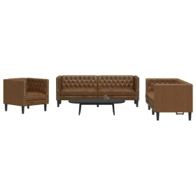 Chesterfield Sofa Set 3-teilig Kunstleder braun von , Sofas - Ref: Foro24-3209273, Preis: 764,15 €, Rabatt: %