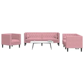 Set von Chesterfield-Sofas mit 3-teiligen rosa Samtkissen von , Sofas - Ref: Foro24-3209284, Preis: 788,79 €, Rabatt: %