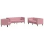 Set of Chesterfield sofas with 3 piece pink velvet cushions by , Sofas - Ref: Foro24-3209284, Price: 788,79 €, Discount: %