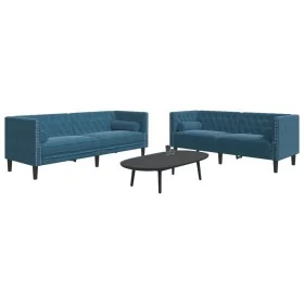 Set de sofás Chesterfield con cojines 2 piezas terciopelo azul by , Sofas - Ref: Foro24-3209299, Price: 663,03 €, Discount: %