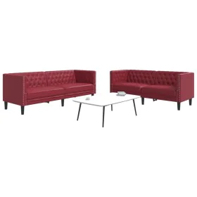 Chesterfield Sofa Set 2-teilig Kunstleder rot rot von , Sofas - Ref: Foro24-3209278, Preis: 555,24 €, Rabatt: %