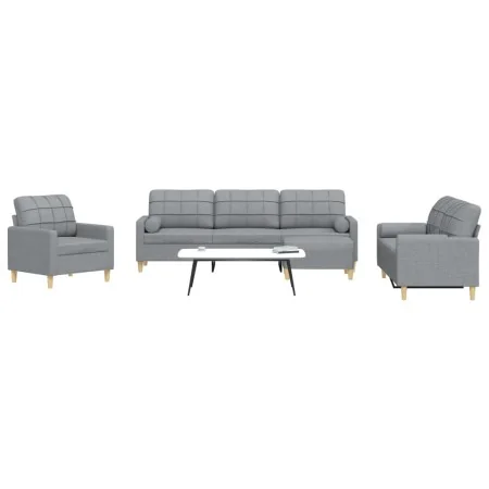 4-piece sofa set with footrest and cushions light gray fabric by , Sofas - Ref: Foro24-3278311, Price: 690,24 €, Discount: %