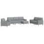 Juego de sofá 4 piezas con reposapiés y cojines tela gris claro de , Sofás - Ref: Foro24-3278311, Precio: 690,40 €, Descuento: %