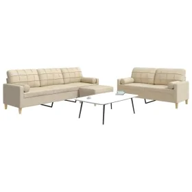 Set aus 3 Sofas mit Fußstütze und cremefarbenen Stoffkissen von , Sofas - Ref: Foro24-3278345, Preis: 578,79 €, Rabatt: %