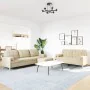 Set of 3 sofas with footrest and cream fabric cushions by , Sofas - Ref: Foro24-3278345, Price: 578,79 €, Discount: %