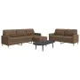 Set of sofas with footrest 3 pieces brown fabric by , Sofas - Ref: Foro24-3278330, Price: 532,85 €, Discount: %