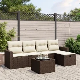 Set sofás de jardín 6 piezas y cojines ratán sintético marrón by , Garden sets - Ref: Foro24-3263479, Price: 367,56 €, Discou...