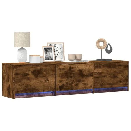 Mueble de TV LED madera ingeniería roble ahumado 165x34x40 cm de , Muebles TV - Ref: Foro24-852254, Precio: 109,19 €, Descuen...