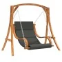 Swing with cushion solid fir wood with teak finish by , Garden rockers - Ref: Foro24-3200618, Price: 370,50 €, Discount: %
