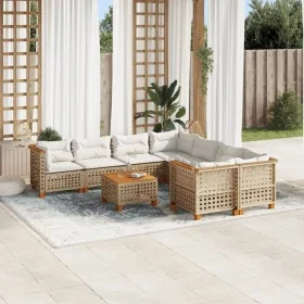 Set de sofás de jardín con cojines 9 pzas ratán sintético beige by , Garden sets - Ref: Foro24-3261778, Price: 752,83 €, Disc...