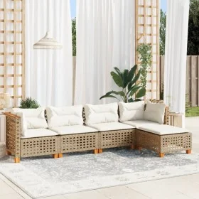 Set of garden sofas with cushions 5 pcs synthetic rattan beige by , Garden sets - Ref: Foro24-3261790, Price: 417,45 €, Disco...