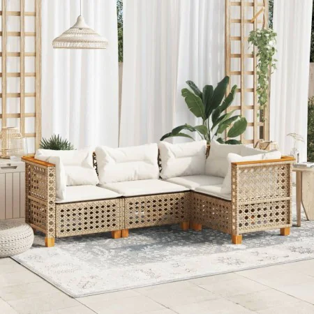 Set of garden sofas with cushions 4 pcs synthetic rattan beige by , Garden sets - Ref: Foro24-3261802, Price: 367,63 €, Disco...