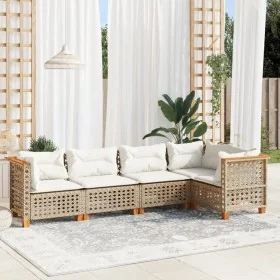 Juego de sofás jardín con cojines 5 pzas ratán sintético beige de , Conjuntos de jardín - Ref: Foro24-3261814, Precio: 443,49...