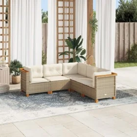 Set of garden sofas with cushions 5 pcs synthetic rattan beige by , Garden sets - Ref: Foro24-3261823, Price: 422,46 €, Disco...