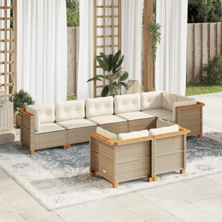 Set de sofás de jardín y cojines 8 piezas ratán sintético beige by , Garden sets - Ref: Foro24-3261889, Price: 639,92 €, Disc...