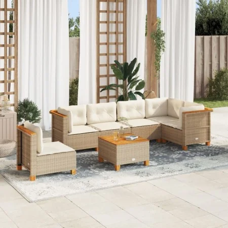 Set sofás de jardín 7 piezas y cojines ratán sintético beige by , Garden sets - Ref: Foro24-3261877, Price: 519,72 €, Discoun...