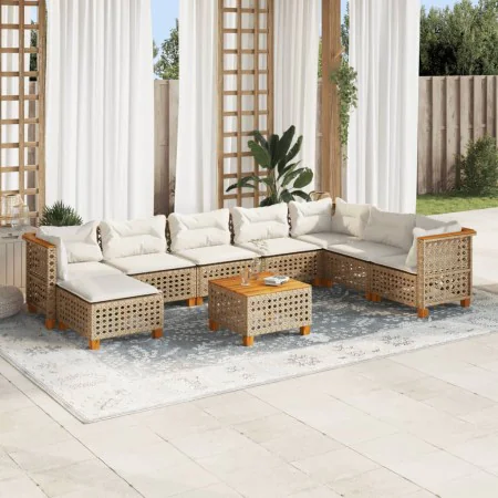 Set de sofás de jardín con cojines 9 pzas ratán sintético beige by , Garden sets - Ref: Foro24-3261964, Price: 727,29 €, Disc...