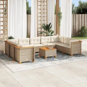 Juego de sofás jardín con cojines beige 10 pzas ratán sintético by , Garden sets - Ref: Foro24-3261985, Price: 745,74 €, Disc...