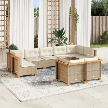 Set de sofás de jardín con cojines 9 pzas ratán sintético beige von , Gartensets - Ref: Foro24-3261991, Preis: 696,05 €, Raba...