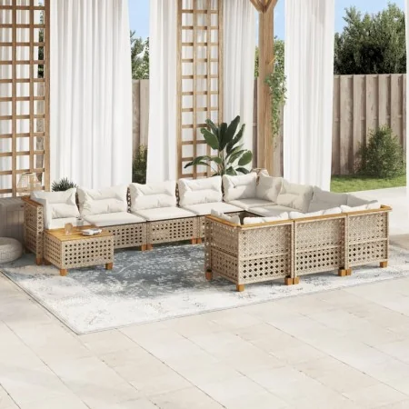 Set de sofás de jardín 11pzas con cojines ratán sintético beige von , Gartensets - Ref: Foro24-3262060, Preis: 917,68 €, Raba...