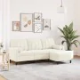 Sofá de 3 plazas con taburete de terciopelo crema 180 cm by , Sofas - Ref: Foro24-3278275, Price: 353,39 €, Discount: %