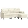 Sofá de 3 plazas con taburete de terciopelo crema 180 cm by , Sofas - Ref: Foro24-3278275, Price: 353,39 €, Discount: %