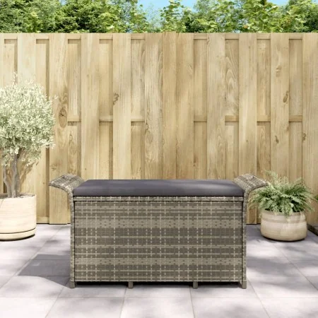Banco de jardín con cojín ratán sintético gris 116x46x57 cm by , garden benches - Ref: Foro24-363421, Price: 114,73 €, Discou...