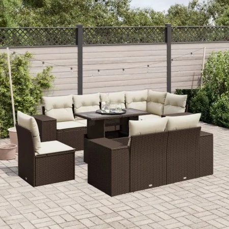 Set de sofás de jardín 9 pzas y cojines ratán sintético marrón von , Gartensets - Ref: Foro24-3269303, Preis: 701,35 €, Rabat...
